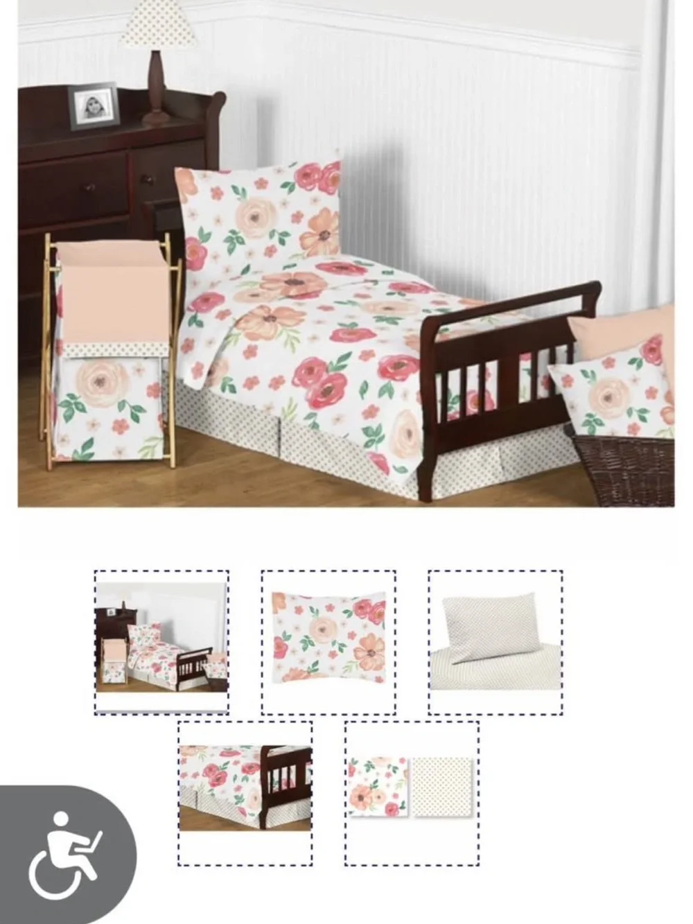 Sweet Jojo Designs Peach & Green Floral Baby Crib Comforter